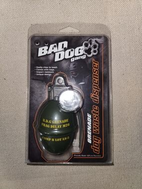 Bad Dog Gang Grenade Dog Waste Dispenser - Olive Green